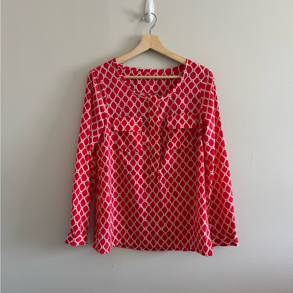 Red Geometric Women's Top